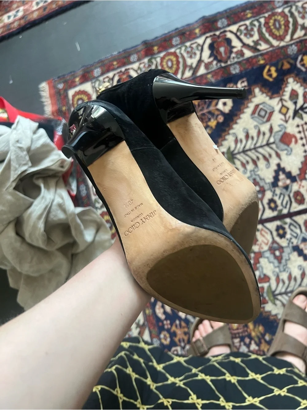 Jimmy Choo Black Suede Pointed-Toe Ankle Booties, size 40